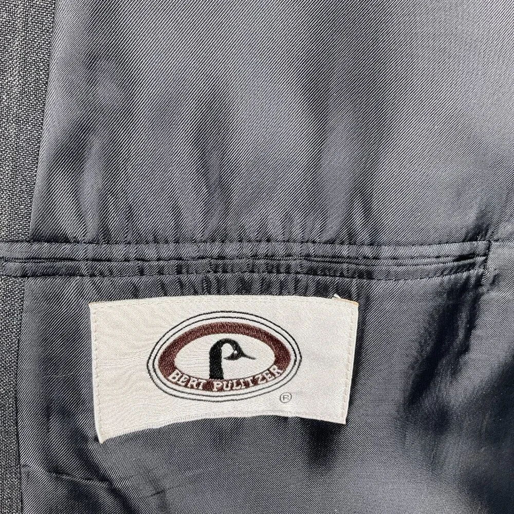Bert Pulitzer Blazer Men‎ 44R Gray Double Breasted Classic Career Wool VTG
